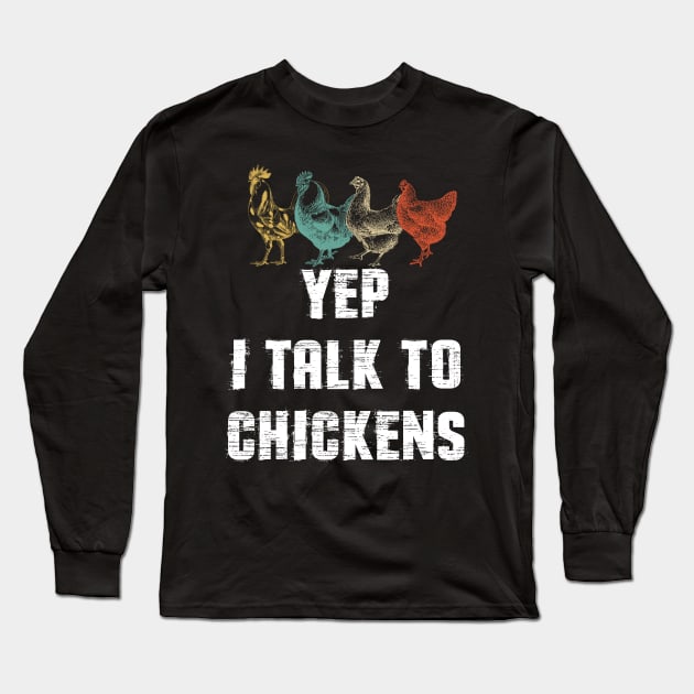 Funny Chicken Vintage Poultry Farmer Gift Long Sleeve T-Shirt by cedricchungerxc